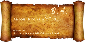 Babos Archibáld névjegykártya